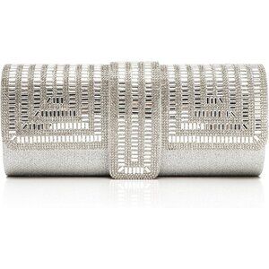 Womens Silver Crystal Sparkly Evening Clutch Purse with Rhinestones Wedding